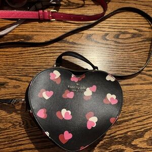 Kate Spade Black Heart Crossbody Bag with Pink and Red Accents